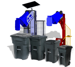 Simpro supplies a range of handling equipment to suit USA-style (ANSI Z245.60 Type 2) trash carts, including bin lifters, tippers and wash frames. Trash Cart Ecosystem